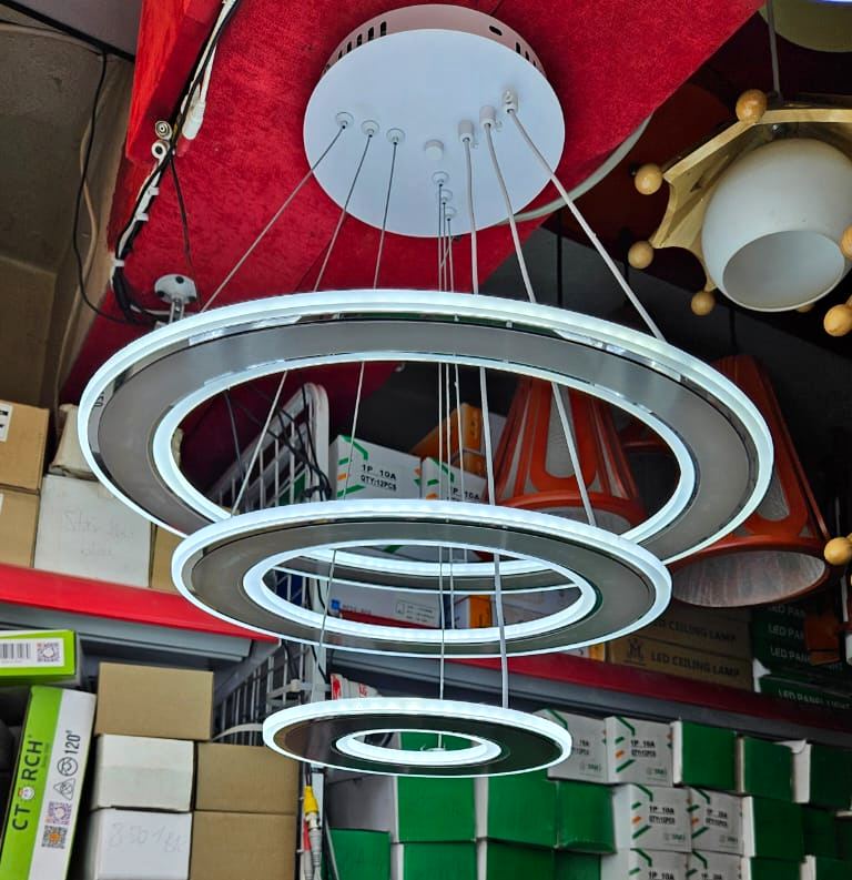 Three-ring LED chandelier